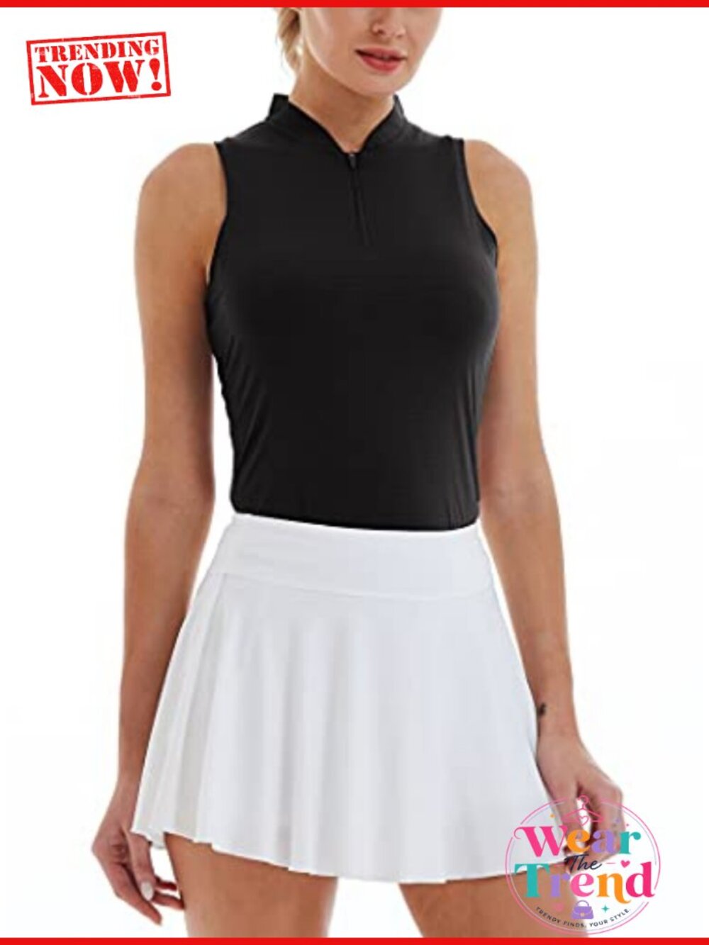 Women's Sleeveless Golf Polo Zip-Up UPF 50+ Quick Dry Athletic Tank Top